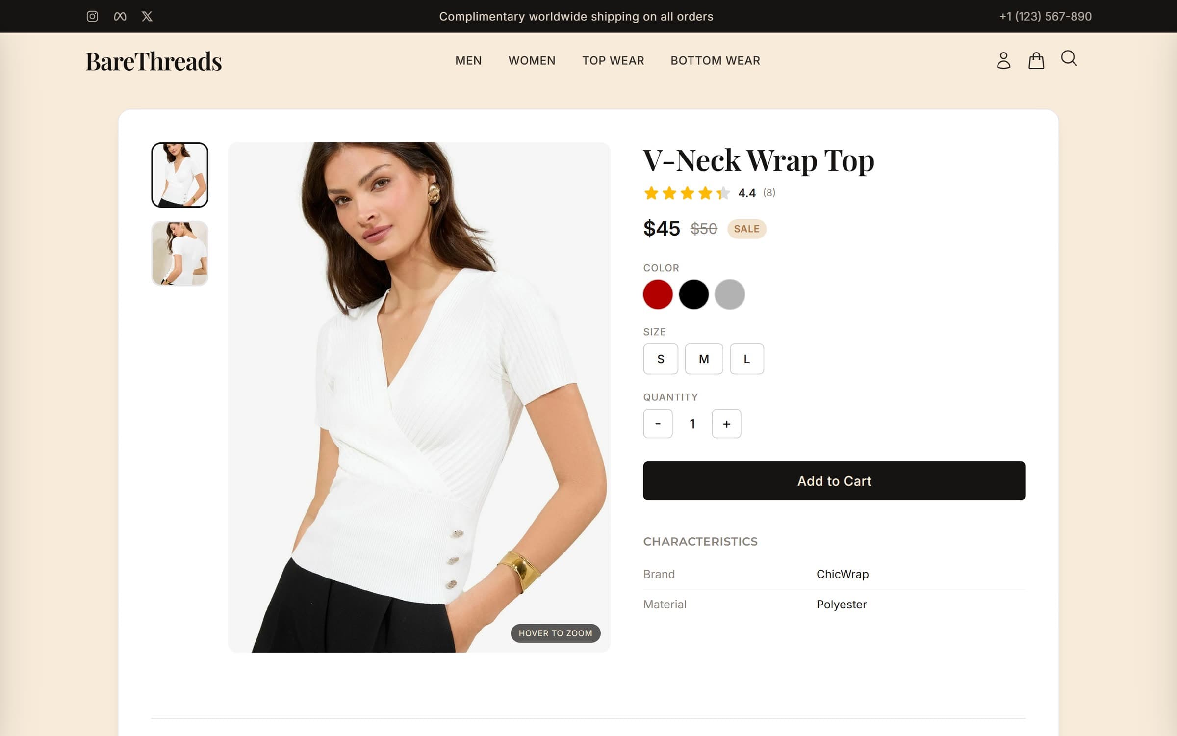 BareThreads product detail page